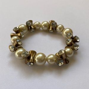 J. CREW Cream Pearl and Silver Rhinestone Bracelet